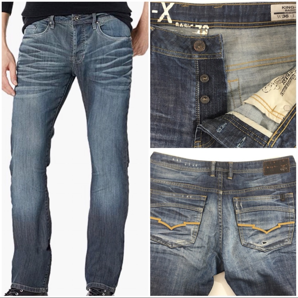 Buffalo Button Fly King-X Slim Boot Cut Jeans